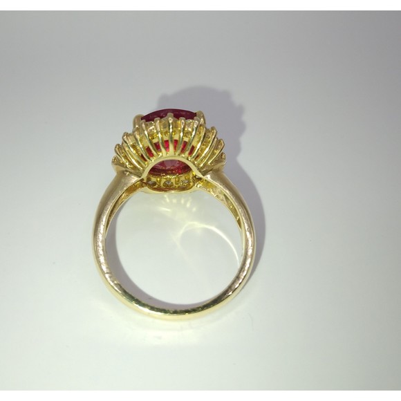 14kt Yellow Gold Ruby Dimond Ring (Pointy Prongs) - Picture 4 of 9